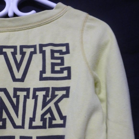 PINK, VICTORIA'S SECRET, xs, extra small, graphic yellow sweatshirt, EUC - Picture 12 of 15